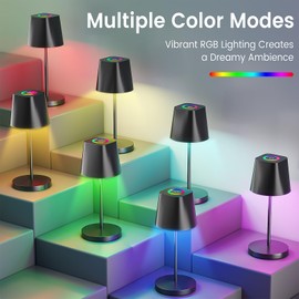Quntis LED Tischlampe Kabellos, Touch Dimmbar Akku Tischleuchte USB Aufladbar, 3000K-5000K+RGB 4 Farbtemperatur Tischlampe, IP44 Wasserdichte Outdoor Tischlampe für Esstisch Camping Balkon -1 Stück