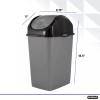 SWING Superio Compact Slim Trash Can 4.5 Gallon With Swing
