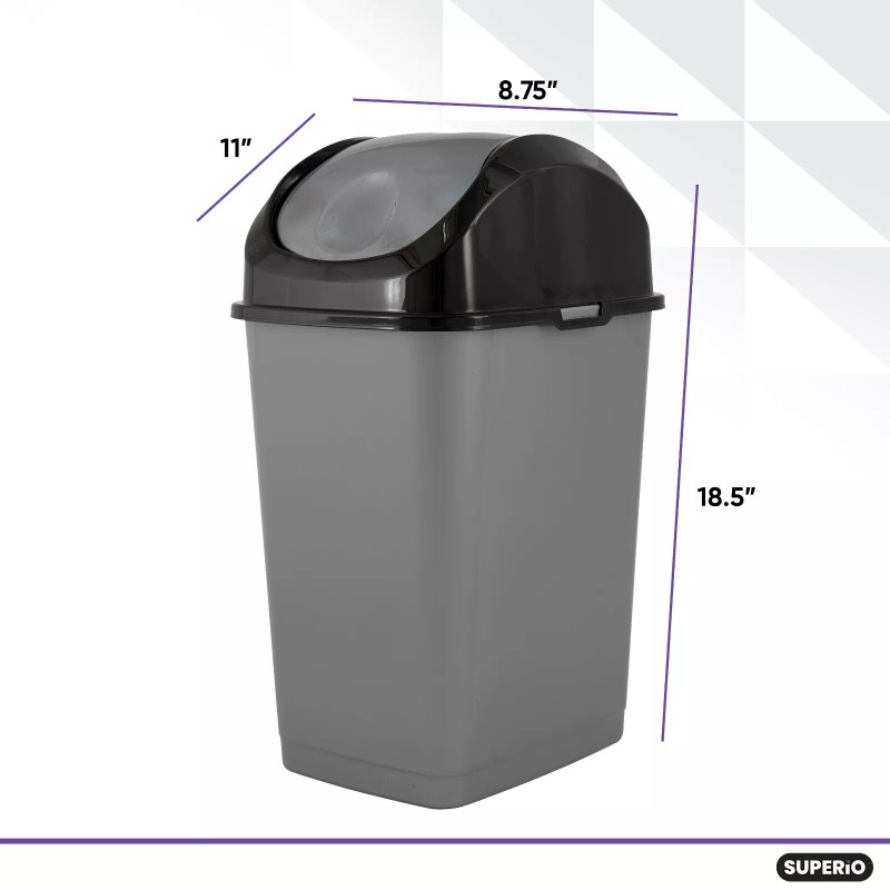 SWING Superio Compact Slim Trash Can 4.5 Gallon With Swing