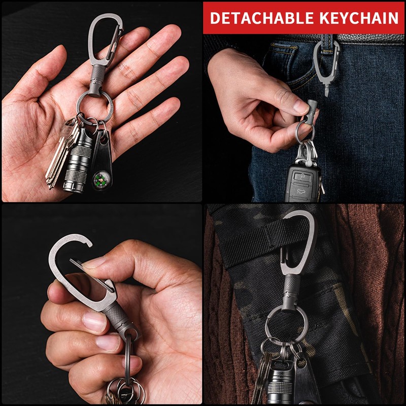 FEGVE Titanium Quick Release Keychain, Detachable Pull Apart Key Chain