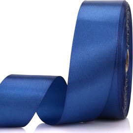 NISDOCF Deep Blue Ribbon-1-1/2 Inch 60 Yards Deep Blue Solid Satin Ribbon for Gift Wrapping,Craft Floral Bouquets,Wedding Party,Timeless Flower,Decoration Floral Hair,Balloons