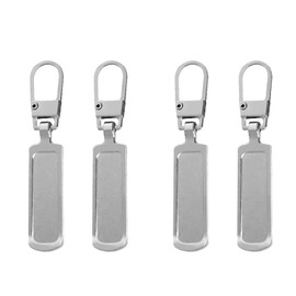 4Pcs Spare Zipper Pulls, Metal Removable Rectangle Zipper puller replacement for Down Jacket, Bag and Shoe Repair(Silver)