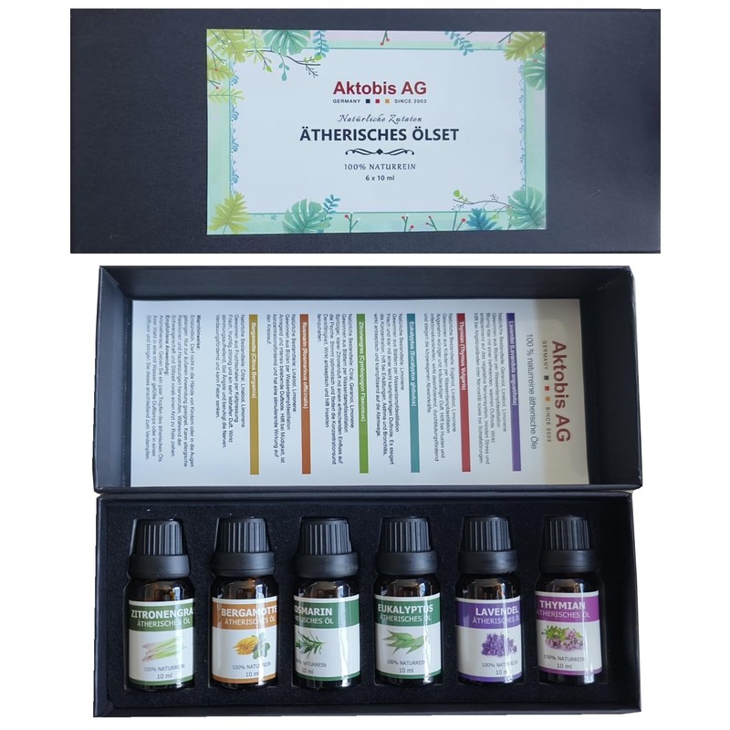 Aktobis Essential Oil Set 100% Pure Natural 6 x 10ml