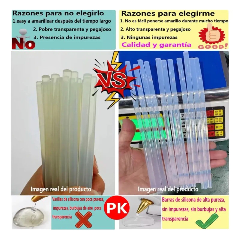 Barra De Silicona Transparente 1kg Alta Viscosidad 7mm