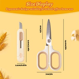 6" Kids Scissors, 3 Pack 2-in-1 Safety Scissors Blunt Tip with Box Cutter Cover, Toddler Scissors Stainless Steel Sharp Blades Comfort Grip Small Craft Scissors for Kids DIY, Arts, Home, School Use