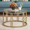 OIOG Glass Coffee Table for Living Room, Gold Coffee Table