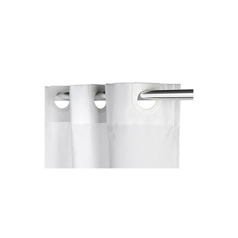 Croydex Hookless Textile White Shower Curtain, No Curtain Rings Required,