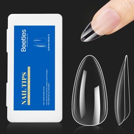 Beetles Puntas para Uñas Almendra Transparente, 500 Piezas Puntas de Cobertura Completa en 10 Tamaños para Extensiones Fáciles con Esmalte en Gel