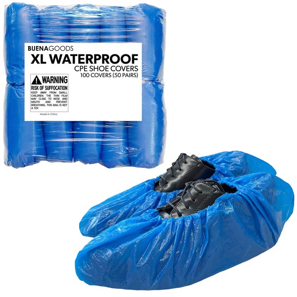 Buena Goods 100 Pack Extra Large Disposable Blue Boot &