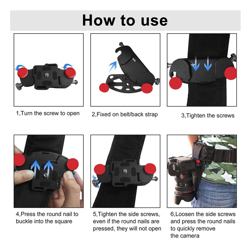 Camera Holder Clip Backpack, Belt Clip Quick Release for SLR