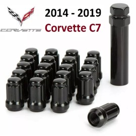 ECCP 2014-2019 Corvette C7 Gloss Black 6 Spline Lug Nuts
