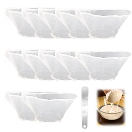 12pcs Nylon Multifunctional Cheese Cloths Strainer Bag, Bowl-Shaped Reusable Cheesecloth Filter Bags,Equipped With 1Spoon,for Vegetables,Soy Milk,Nut Milk Bag, Dumpling Filling, Coffee(Large Size)