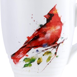 DEMDACO Dean Crouser Spring Cardinal Watercolor Yellow 16 Ounce Glossy Ceramic Stoneware Bird Mug with Easy Grip Handle