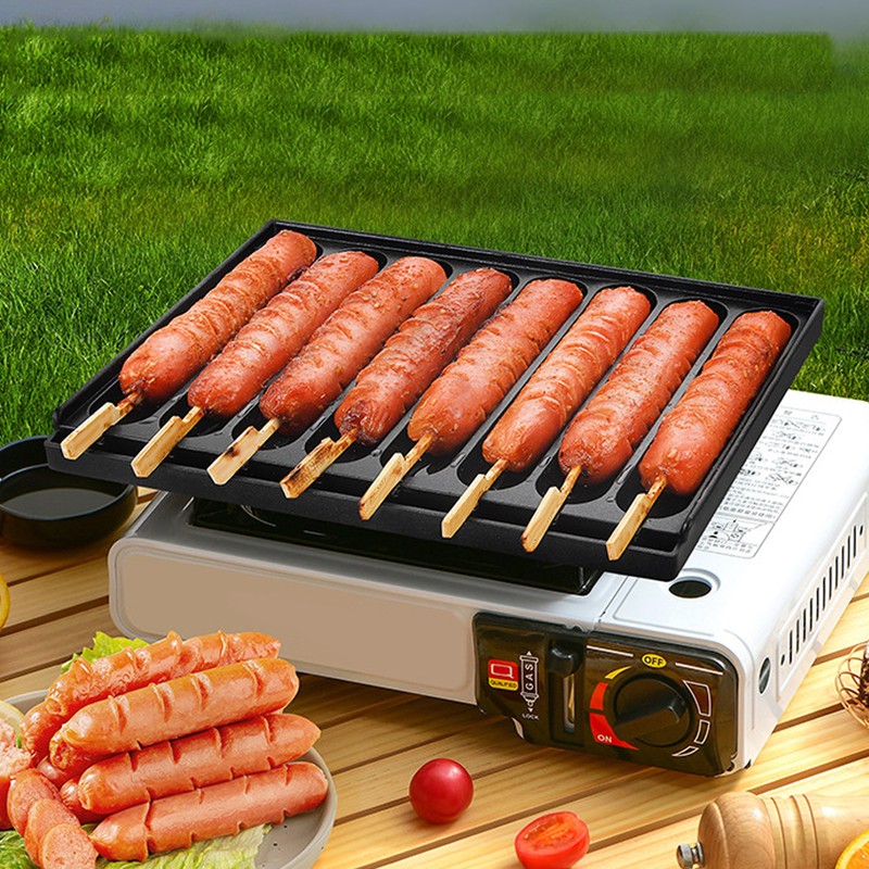 8 Grids Sausage Grilling Pan Prevent Stick Thickened Aluminum Plate