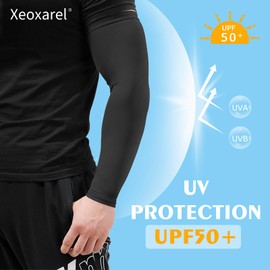 Xeoxarel 4 Pairs UV Sun Protection Arm Sleeves - Tattoo Cover Up - UPF 50 Sports Compression Cooling Sleeve for Men & Women Black