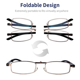 MINJINGYL Reading Glasses Men Women, Pocket Wallet Purse Compact Hard Cases Folding Readers, Blue light Glasses Spring Hinge (Black, 2, x)