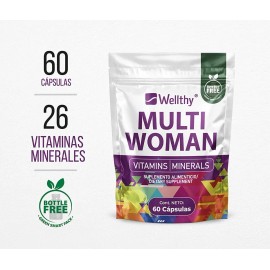 Wellthy Multi Woman Vitaminas Y Minerales Para Mujer 60caps Sabor Neutro