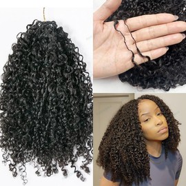 RHEANNA Micro Pre Looped Crochet Human Hair Extensions Afro Kinky Curly Human Crochet Hair Pre Separated Knotless Crochet Human Hair For Braiding Twist 22inch 120g