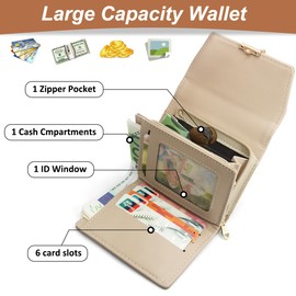 REETEE Women's Purse Made of Soft Vegan Leather Small Purse Women's with Many Compartments, Mini Wallet Women's with Coin Compartment and Card Slots Women Purse, B-brown, Modern