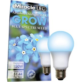 Miracle LED Absolute Daylight MAX Almost Free Energy LED Grow Light Bulb Blue Spectrum for Seeding and Starting, Replacing 150W,609400