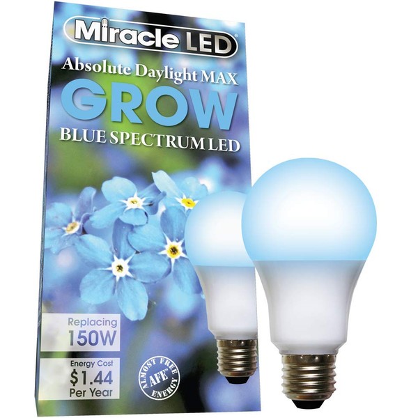 Miracle LED Absolute Daylight MAX Almost Free Energy LED Grow Light Bulb Blue Spectrum for Seeding and Starting, Replacing 150W,609400