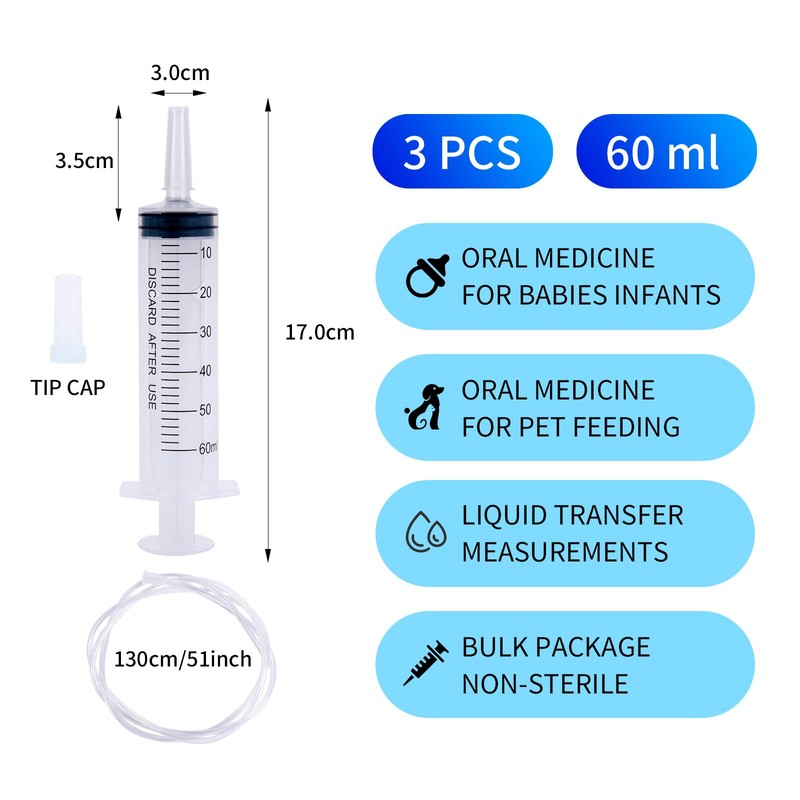 3 x syringes 60 ml, 60 ml syringe, 60 ml