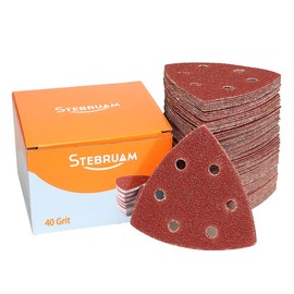 STEBRUAM Delta Sandpaper Triangular Sander, Pack of 50 Delta Sandpaper Velcro Sandpaper 40 Grits for Sanding Triangles 93 x 93 x 93 mm