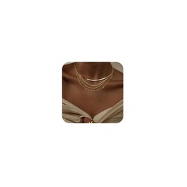 MFRYK Gold Necklaces Stack For Women,14K Gold Plated Simple Layered Choker Necklaces For Women,Stackable Multilayer Gold Rope Cuban Herringbone Snake Paperclip Chain Layering Necklaces Set For Women Jewelry Gift for Women