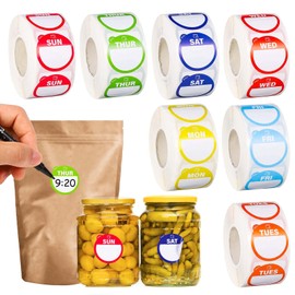 3500pcs Removable Days of The Week Stickers Round, from Monday to Sunday Food Label Weekday Stickers Dissolvable Food Tab Tag Waterproof Expiration Date Decal for Fruit Container Kitchen Restaurant
