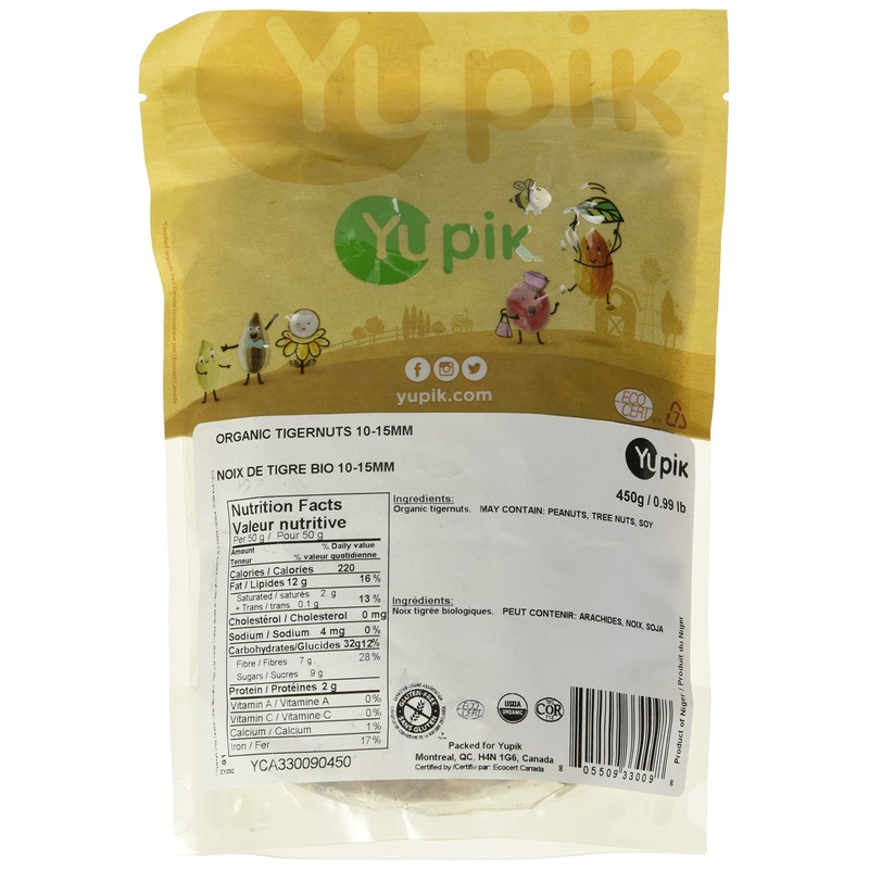 Yupik Organic Tigernuts, Non-GMO, Vegan, Gluten-Free, 450 Gram
