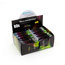 KNIXS 40 Display Micro / Mini Glow Sticks with Connectors (Pack of 80) - Yellow Glow, Ideal for Party/Fishing (Bite Alarm) / Balloons / as Decoration for Necklaces, Earrings or Hair Accessories