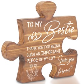 Best Friend Thank You Gift Puzzle Plaque Sign from BFF, Desk Decor for Birthday, Christmas, Galentine’s Day, Sentimental Keepsake for Women Bestie EE019