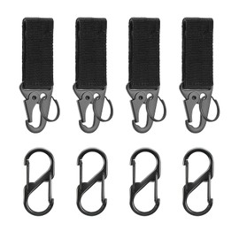 4 PCS Tactical Belt Clip, Carabiner Clip Molle Accessories, Keychain Clip Belt Key Holder Strap Nylon Webbing, Belt Hook Buckle Clip, Keyring Clip for Climbing Hiking Outdoor