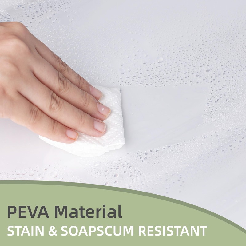 Poposa Heavy Duty Shower Curtain Liner Clear, Waterproof PEVA with