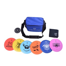 CROWN ME Disc Golf Starter Set,Disc Golf Set with 6 Discs, 1 Marker,1 Towel and Starter Disc Golf Bag Fairway Driver