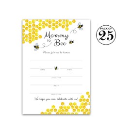 Bumble Bee Baby Shower INVITATIONS — Pack of 25 — Bumblebee Honeycomb INVITES, Mommy to bee Invitation, Honey Bee Gender Neutral Blank Fill-in Invitation, Yellow Honeybee theme Party I620-INV1