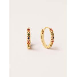 SINGULARU - Earrings L Colours - 18 Carat Gold-Plated Sterling Silver or Rhodium Plated and Zirconia Earrings - Hoop Earrings with Congo Clasp - Women's Jewellery - Various Designs, Yellow Gold, No