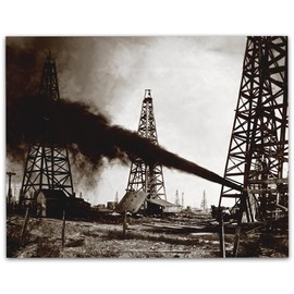 Spindletop Oil Well Vintage Black & White Photo - 11x14 Unframed Poster - Spindletop Hill in Beaumont, Texas - Retro Oil Field Drilling Rig Photograph - Texas Oil & American Oil Industry History