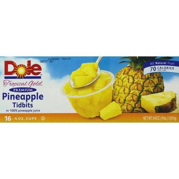 Dole Tidbits in 100 Percent Pineapple Juice, 16 Count