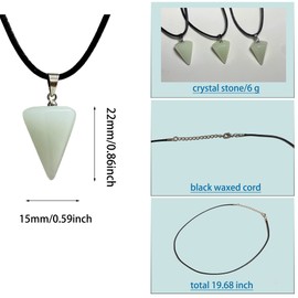 Memujpsun 3pcs Glow in The Dark Pendant for DIY Necklace,Hexagonal Cone Shape Gemstone Pendant,Fluorescent Crystal Necklace with 19.68 inch Necklace Cord (Hexagonal Cone)