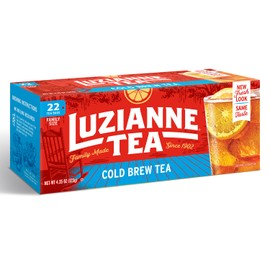 Luzianne Unsweetened Cold Brew Black Iced Tea Bags, Family Size, 22ct Box (Pack of 6)