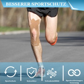 KASURE 15 Stück PreCut Kinesiotapes, Sportband, Knie Tape, Wasserdichtes Elastisches Physio Tape, Linderung von Knieschmerzen