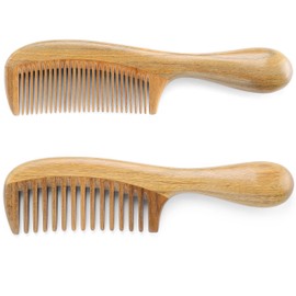 Onedor Handmade Sandalwood Hair Combs Set - Anti-Static Scented Wooden Wide Tooth and Fine Tooth Combs for Natural Hair Detangling