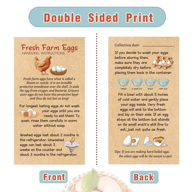Kisston 200 Pcs Fresh Farm Eggs Handling Instruction Cards 2