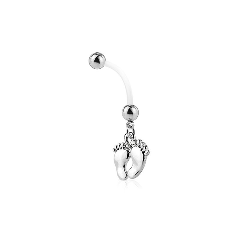 Autiga Pregnancy Piercing - Bio-Flex Flexible Plastic Baby Feet Belly