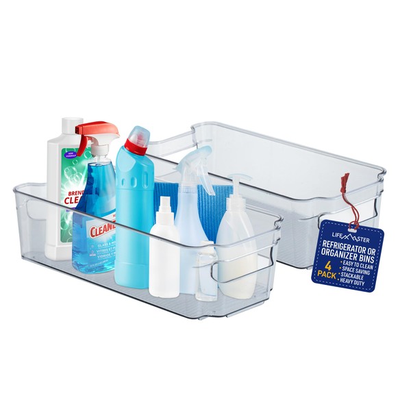 Lifemaster Multi-Purpose Refrigerator Bins - 4 Pieces Usable And Stackable