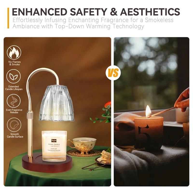 TOACSUCP Candle Warmer Lamp with 3 Bulbs, Adjustable Height Dimmable