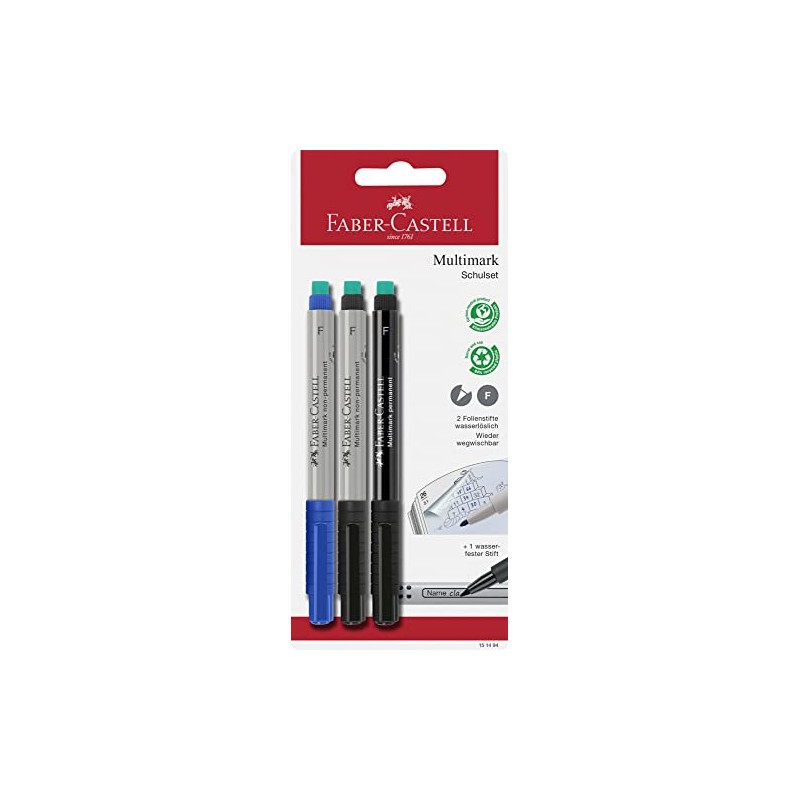 FABER-CASTELL 151494 School Set Multimark Line Width F 3-Piece Set