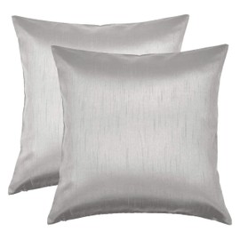 Aiking Home 24x24 Inches Faux Silk Square European Shams, Zipper Closure, Silver (Set of 2)