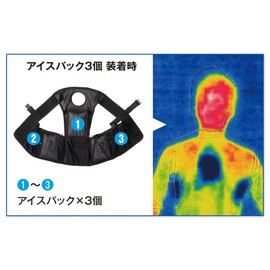 Gladiator GI-409 Ice Vest, Cooling Vest, Cool Vest, Heat Stroke Prevention Goods, Ice Vest + Ice Pack 3-Piece Set, Men's, Black